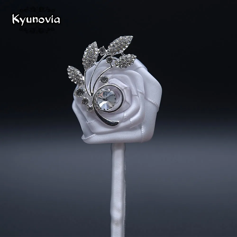 Женская бутоньерка с бутоньеркой Kyunovia свадебная кристаллами для жениха