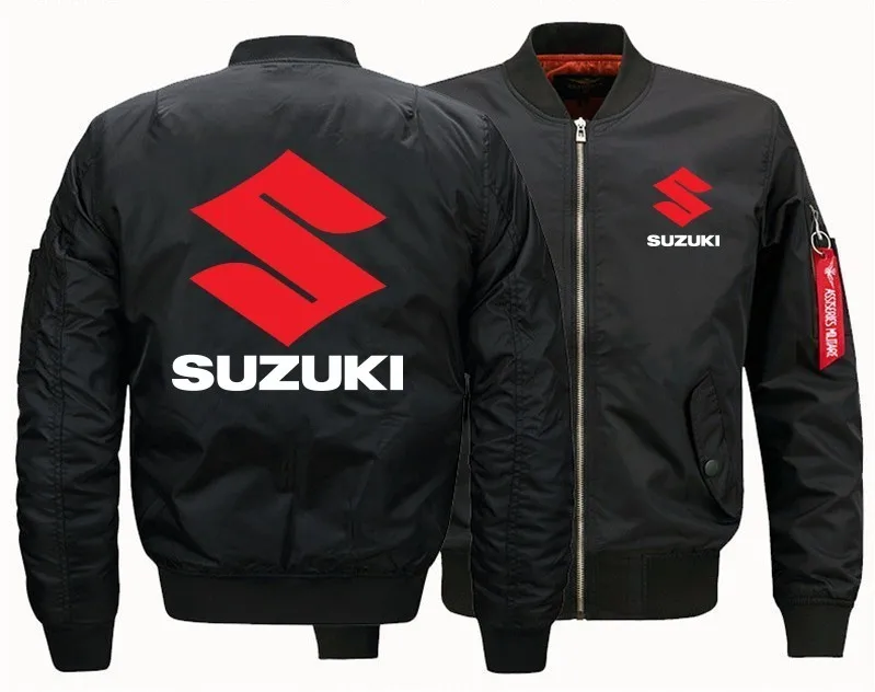 Модная новинка SUZUKI бомбер летная куртка зимняя утепленная Теплая мужская на