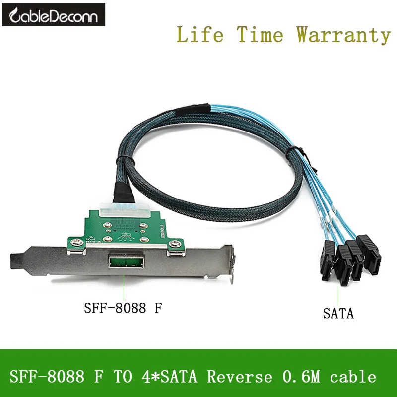 Кабель CableDeconn MINI SAS26 шпилька Женский на 4 SATA Обратный кабель для передачи данных