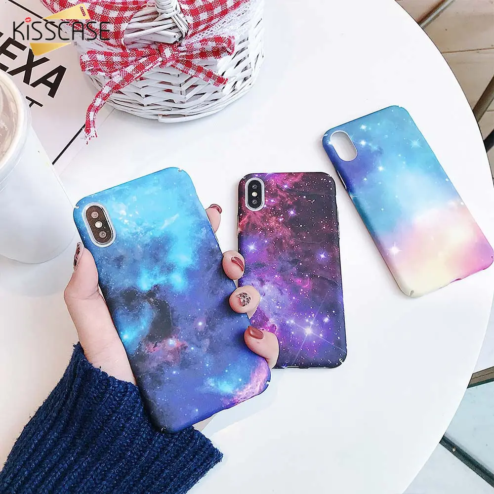 KISSCASE Starry Night Shine Case For iPhone 8 Plus 7 Star River Pattern Shining Hard XS Max XR X 6s |