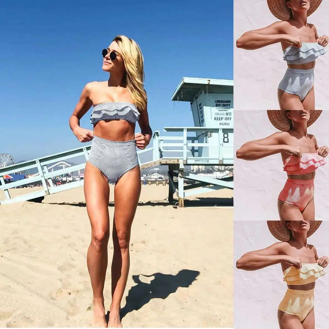 Для женщин без бретелек детские летние платья в полоску рукавов с оборками и