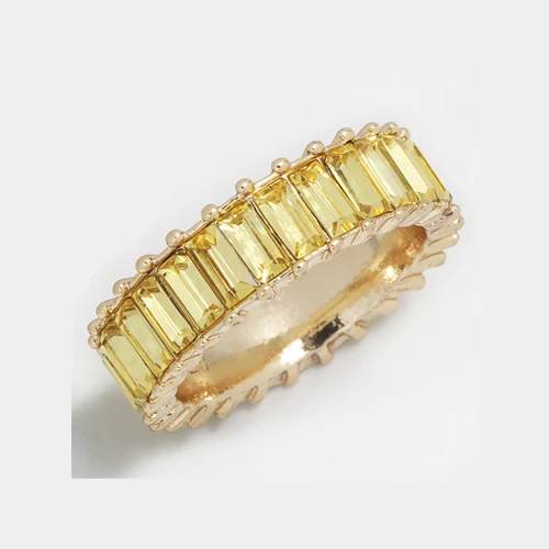 yellow 14 цветов, серебряное, Золотое кольцо, линия, микро проложить cz вечность стек, 925 серебро, Радужное cz женское кольцо с печатью - Цвет основного камня: yellow