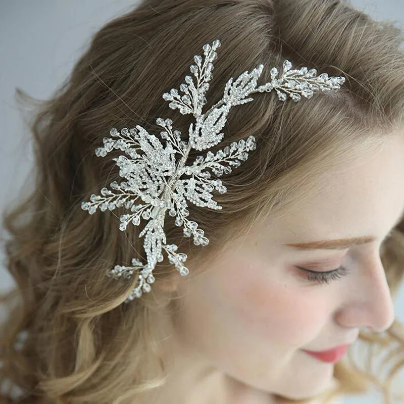 Floralbride ручной работы сплав кристалл стразы цветок свадебная заколка для волос