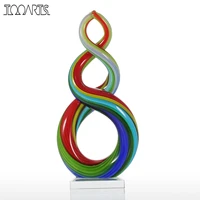 tooarts colorful ribbon glass figurine home decor abstract ornament craft gift glass figurine for home office