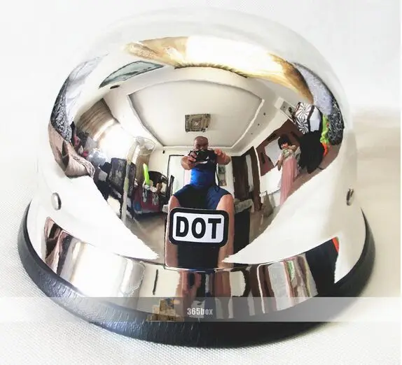 Немецкий хромированный зеркальный шлем военный электрический скутер DOT с открытым лицом круизер Чоппер шлемы мотоциклетная езда полуколпачок шлем - Цвет: sliver