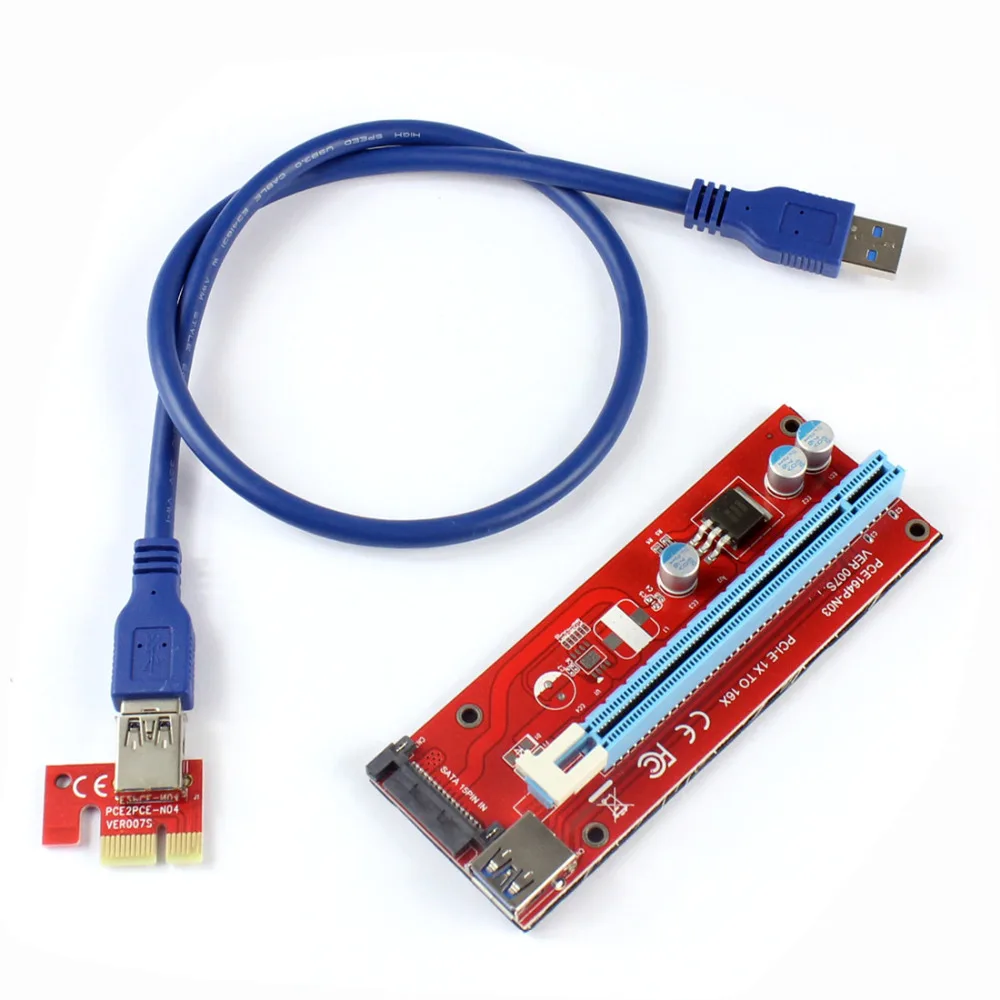 PCIE 1X до 16X Графический удлинитель SATA адаптер питания карта для ETH Bitcoin Mining