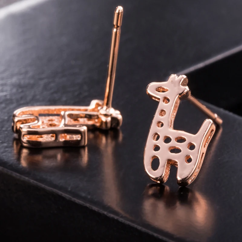 Женские серьги-гвоздики в вечерние оленя розового/желтого золота | Украшения и