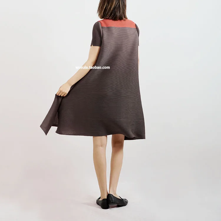 Miyake раза платье носить короткие Платье с рукавами бутон метод плиссированные платья