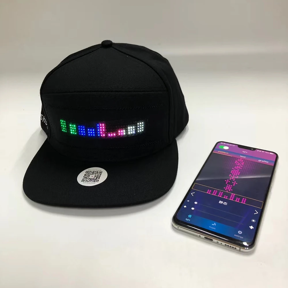 Беспроводной Bluetooth светодиодный головной убор кепка со светодиодами дисплей с