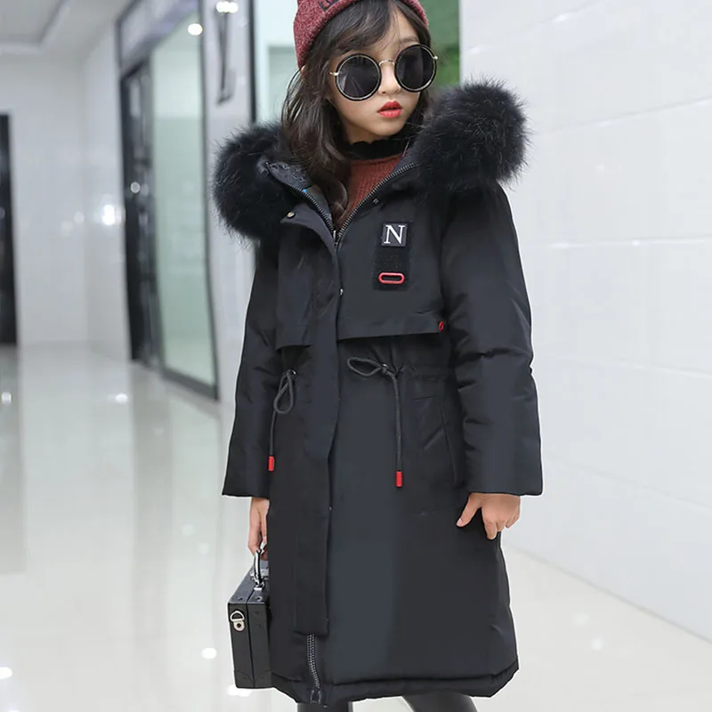 2018 зимнее пуховое пальто для девочек теплая одежда с меховым воротником детский