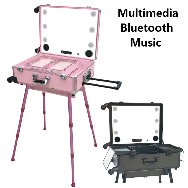 2017 LED макияж корпус мультимедиа студия освещенная коробка красоты USB Bluetooth