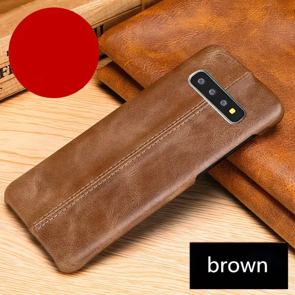 brown S10 из натуральной кожи чехол для samsung Galaxy S10 плюс натуральная кожа задняя крышка для samsung Galaxy s10e шитья кожи с откидной крышкой - Цвет: brown