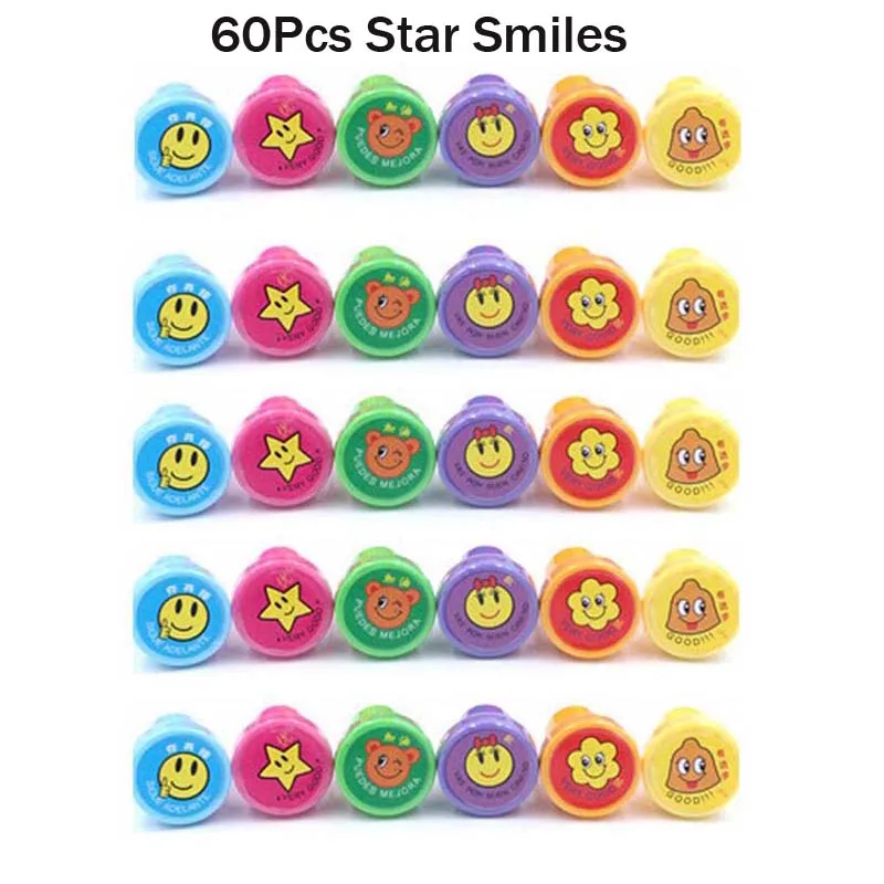 10 x 6 Star Smiles Ассорти Подарочные игрушки штамп подарки дети 60 шт Goodie сумки карнавальные призы праздничные вечерние принадлежности наполнители для пиньяты - Цвет: 10 x 6 Star Smiles