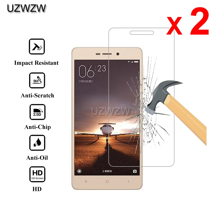 2 шт стекло для Xiaomi Redmi 3/Redmi 3 s/Redmi 3 Pro Premium 2.5D 0,26 мм Закаленное стекло Защитная пленка, стекло