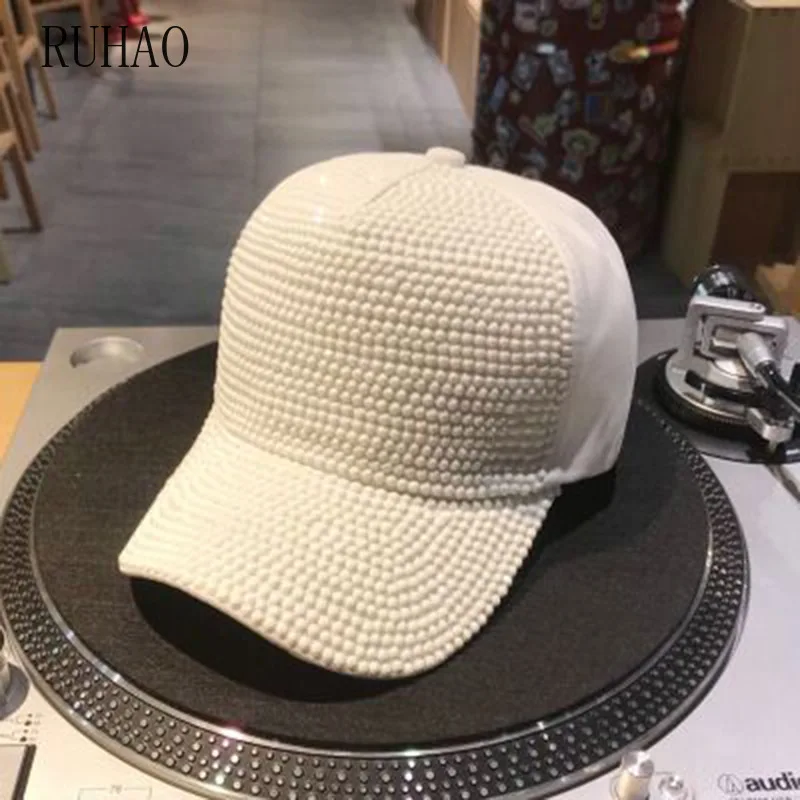 Бейсболка RUHAO Стразы 2019 для женщин летняя хлопковая шляпа Снэпбэк Кепка девочек