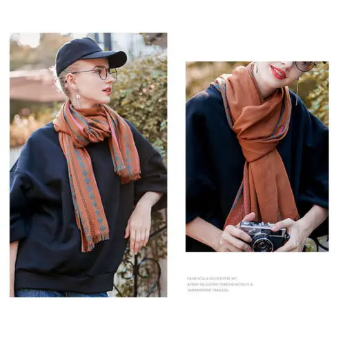 2017 Осень Зима Новый Дизайн Ретро стиль хлопок женский длинный платок шарф