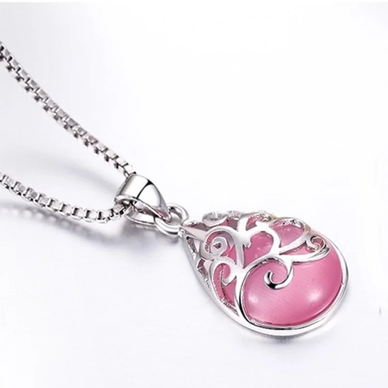 2019 New Fashion Silver Pink White Water Drop Pendant For Women Ladies Girls Birthday Party Gifts Jewelry Wholesale | Украшения и