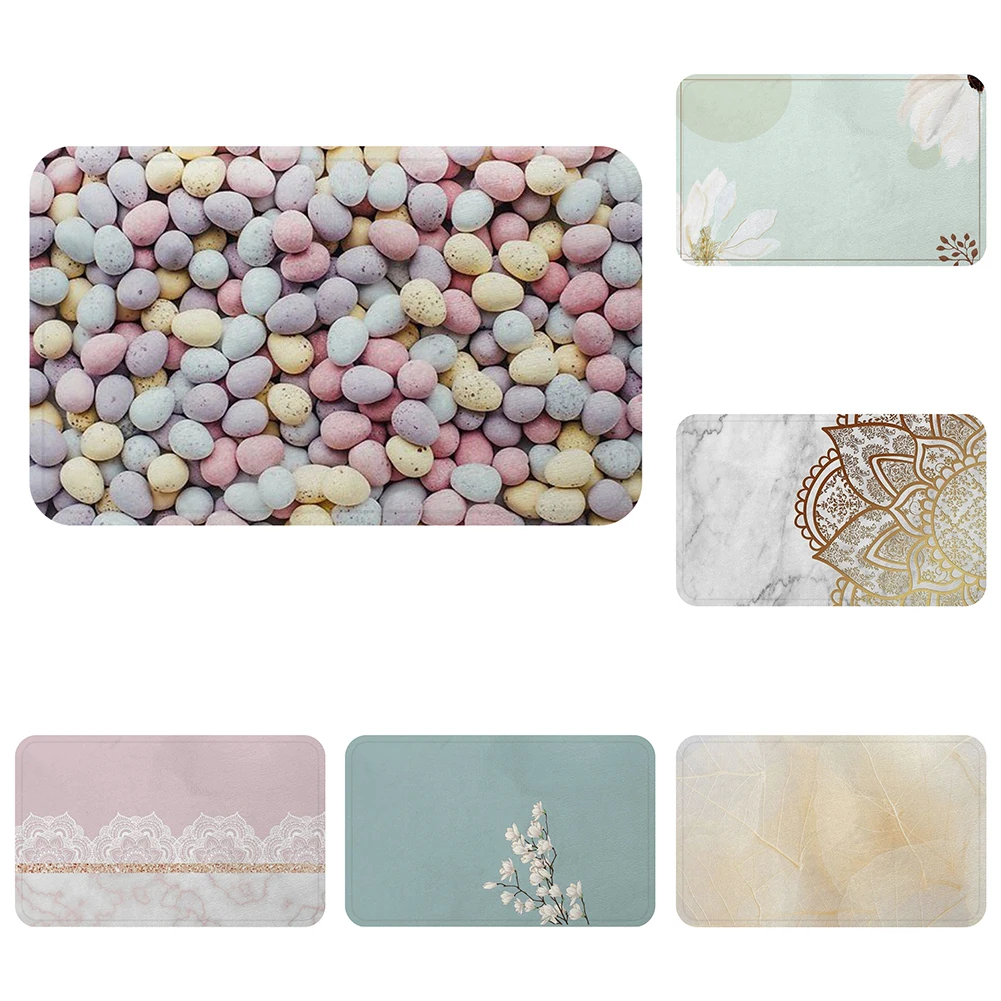 Декоративный коврик для ванной кухни с кружевными листьями и галькой|Коврик| |