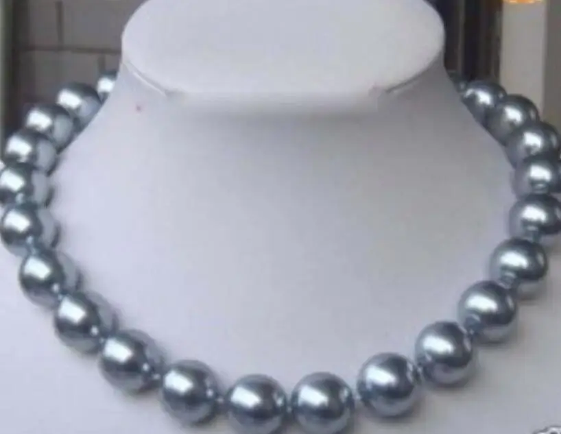 

10mm AAA Silver Gray SHELL PEARL NECKLACE 18" AAA