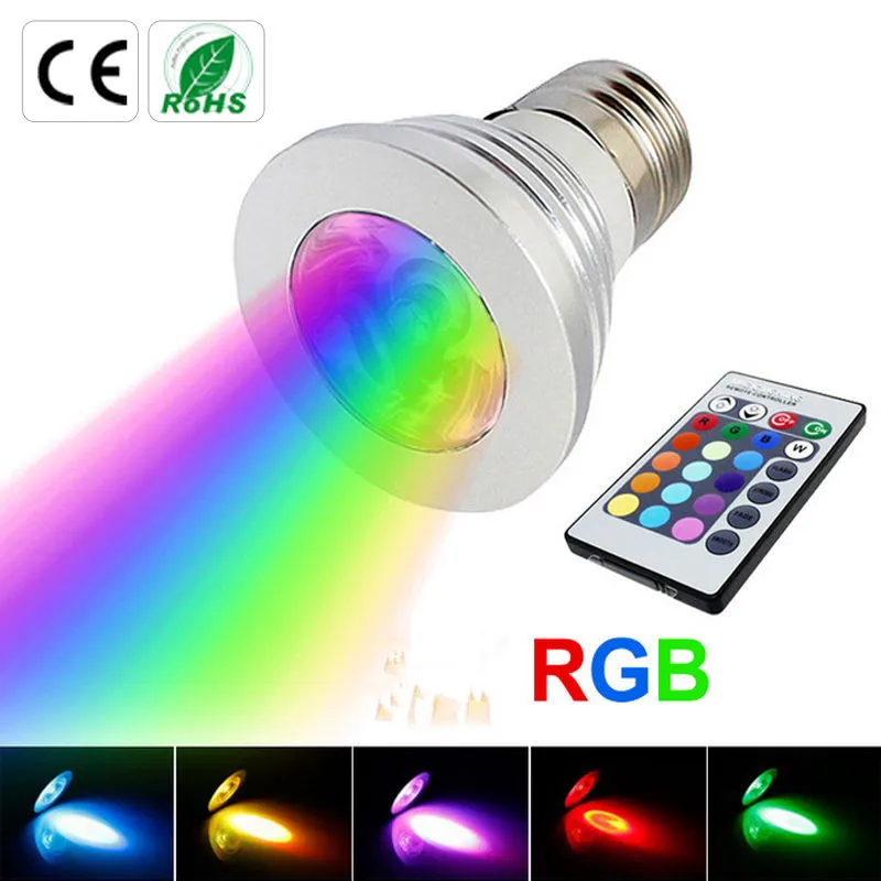 Новый светодиодный RGB светильник 220 В/110 В лампа E27 GU10 3 Вт точечный 16 цветов
