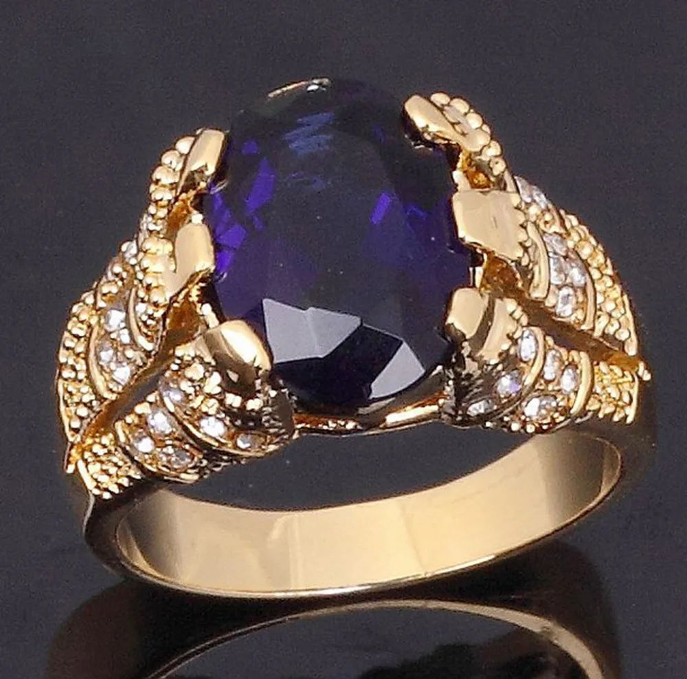 Мужское кольцо SuoHuan с большим камнем и синим цирконием Размер 7 13|anniversary ring|gold