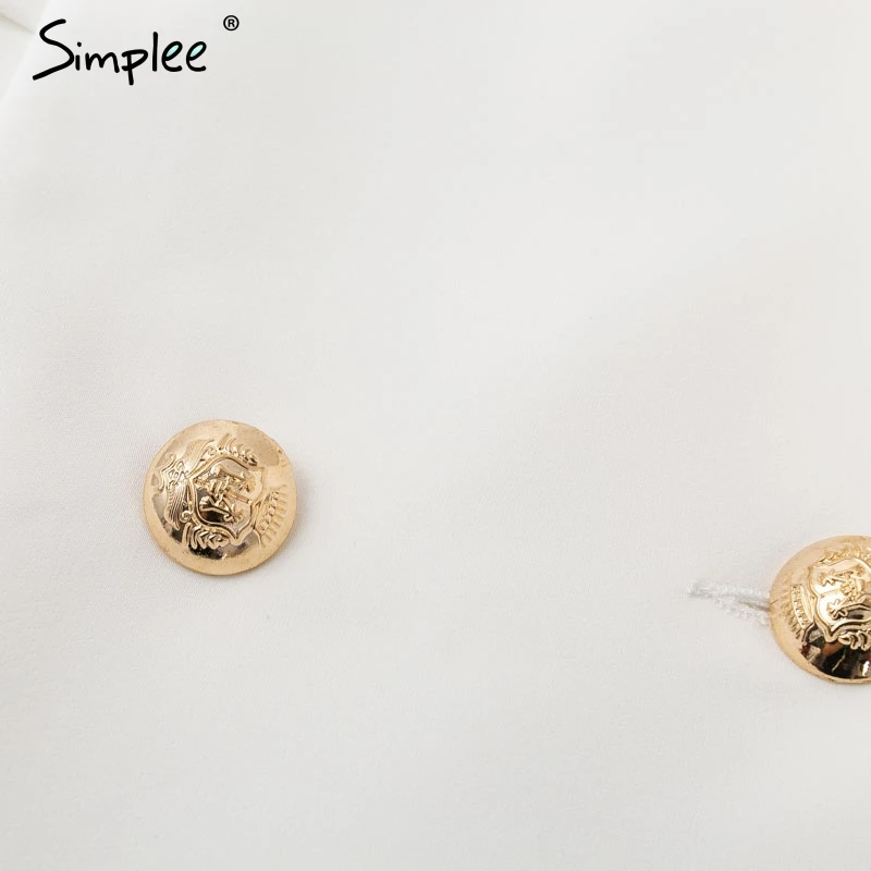 Женское белое двубортное платье с оборкой Simplee элегантное блейзер для зимы и