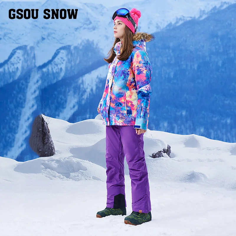Новинка 2017 зимние лыжные костюмы женский воротник для волос ветрозащитные
