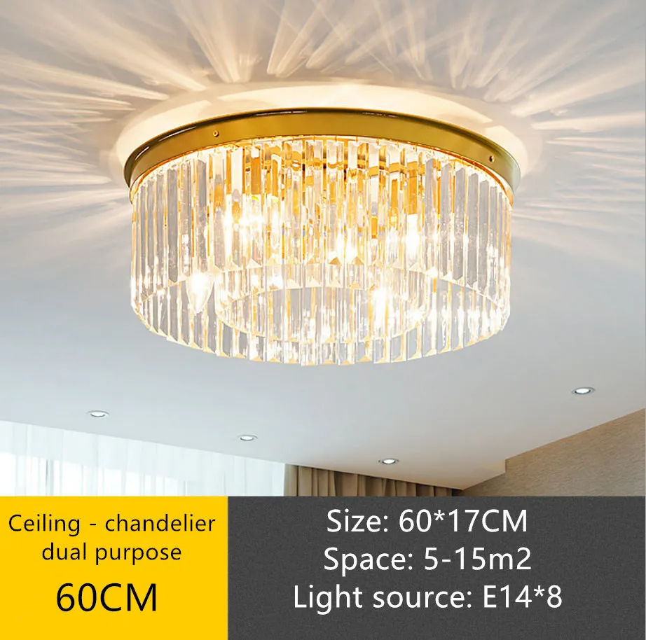 Golden body 60CM Светодиодный потолочный светильник, Современная хрустальная люстра, Светильники для гостиной, люстры, освещение для спальни, подвесные светильники для помещений - Цвет корпуса: Golden body 60CM
