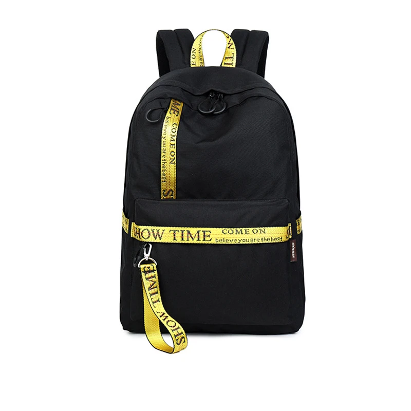 Black with Yellow Водонепроницаемый повседневный рюкзак для путешествий, женский рюкзак с буквенным принтом, школьная сумка для влюбленных, для колледжа, девочек, рюкзак для ноутбука - Цвет: Black with Yellow
