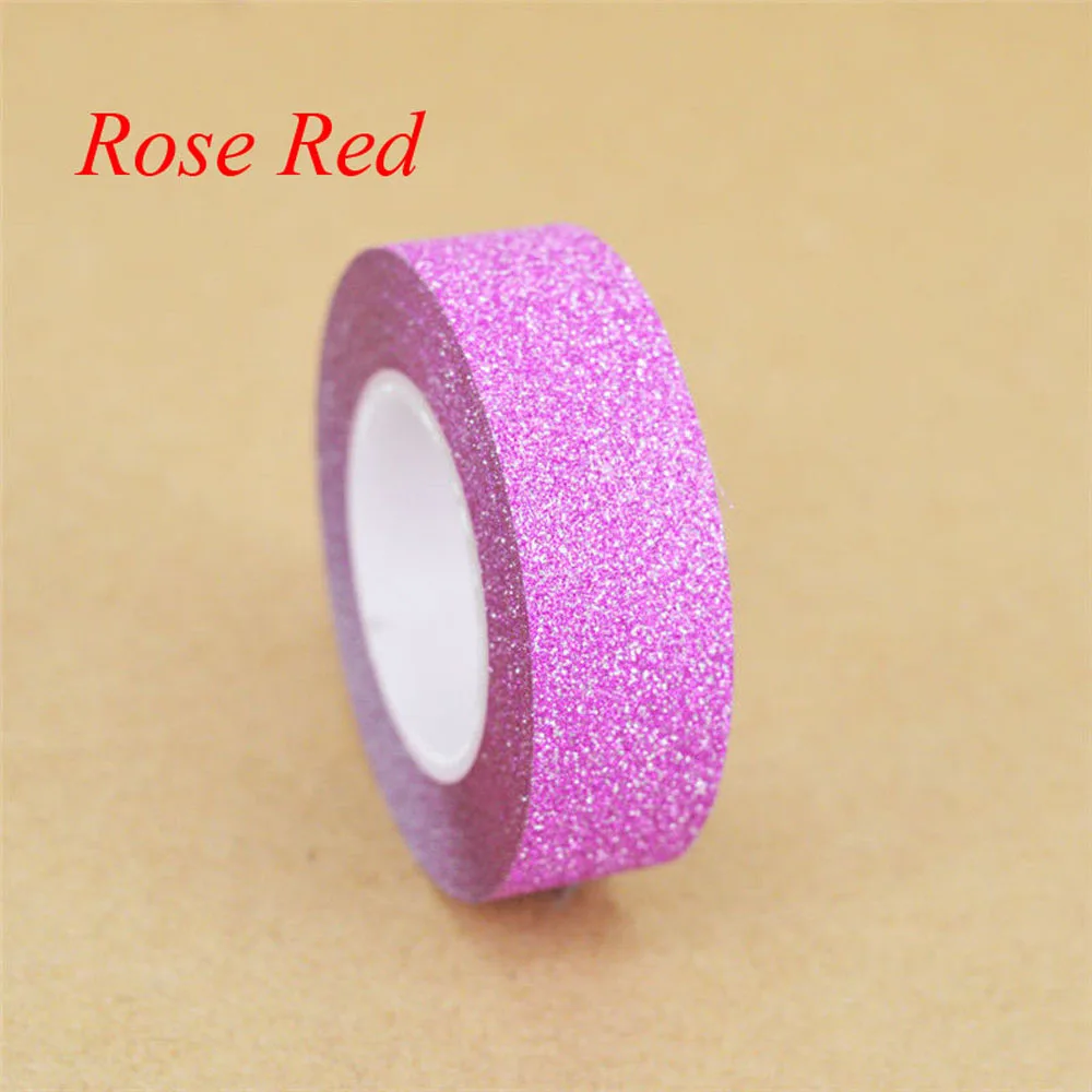 rose red 10 м Блестящая Бумага васи Двухсторонняя клейкая лента для сенсорного экрана Бумага Маскировочная Клейкая Лента ярлык "сделай сам" ремесло для свадебы, дня рождения, для фестиваля декорации Декор для дома - Цвет: rose red
