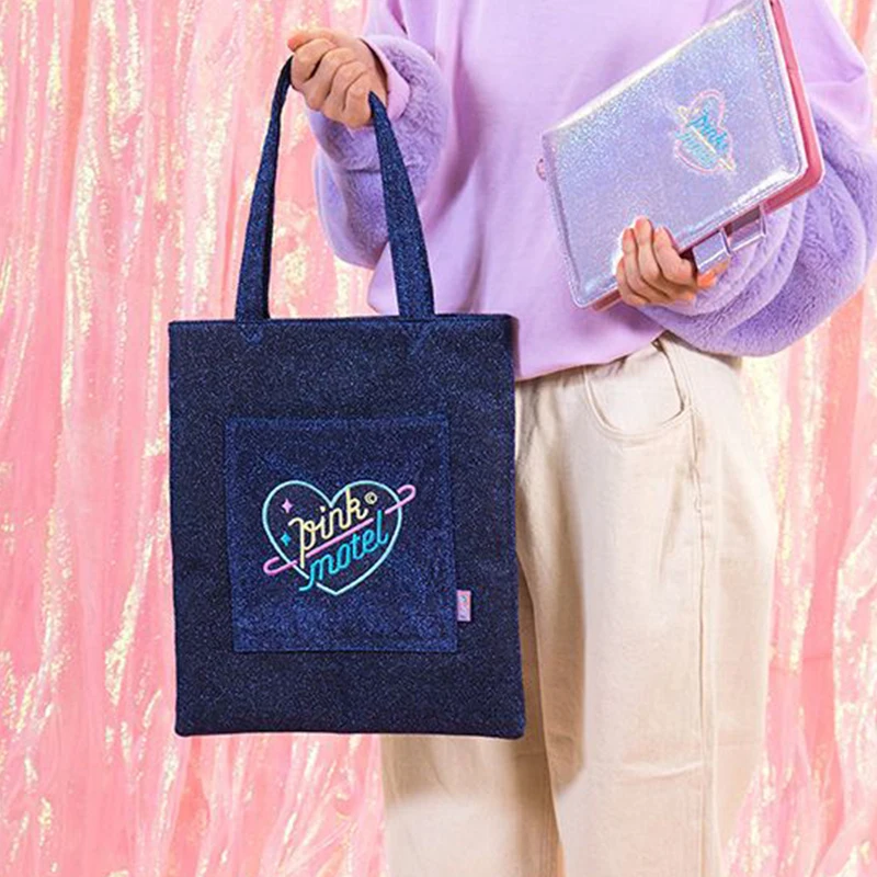 Корейская Женская Студенческая сумка для покупок блестящие хлопковые сумки тоут