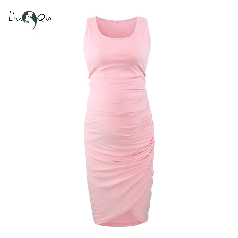 Женская одежда платье для беременных без рукавов майки с боковыми рюшами будущей