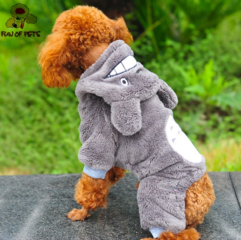 2017 высокое качество флис серый тоторо теплый с капюшоном костюм собачий