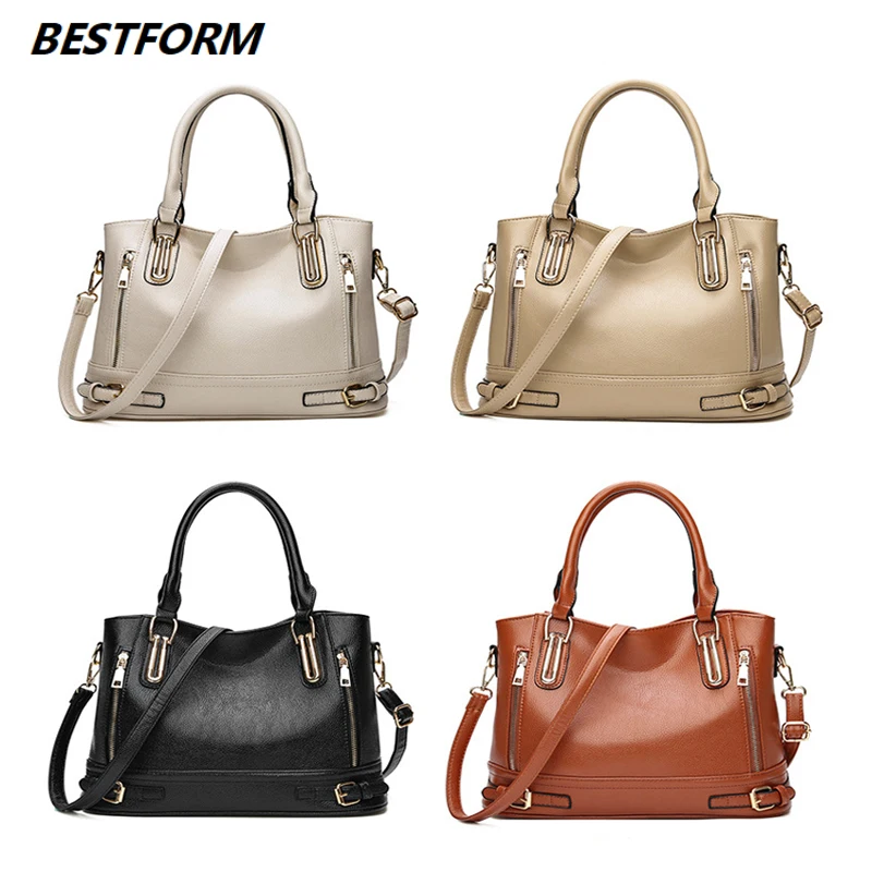 BESTFORM повседневная сумка женская роскошная кожаная через плечо модная Большая