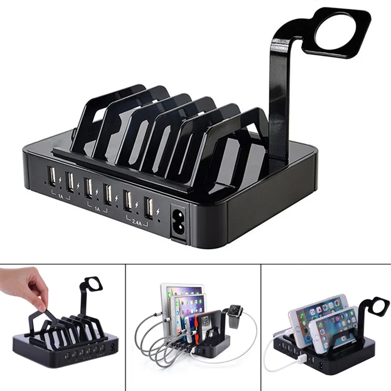 Док-станция для зарядки с USB 6 портами зарядное устройство Органайзер несколько