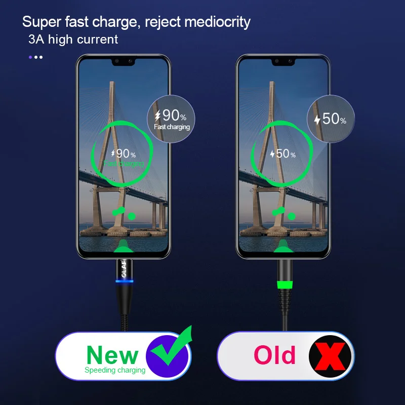 Магнитный кабель OLAF быстрая зарядка 3 0 Micro usb Type C 3A зарядный для iPhone Huawei Samsung Xiaomi