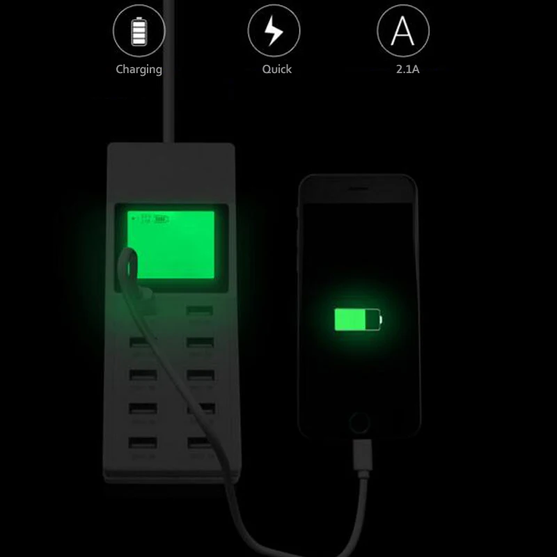 STOD многопортовое зарядное устройство 10 USB мощность 50 Вт зарядная станция для iPhone 6