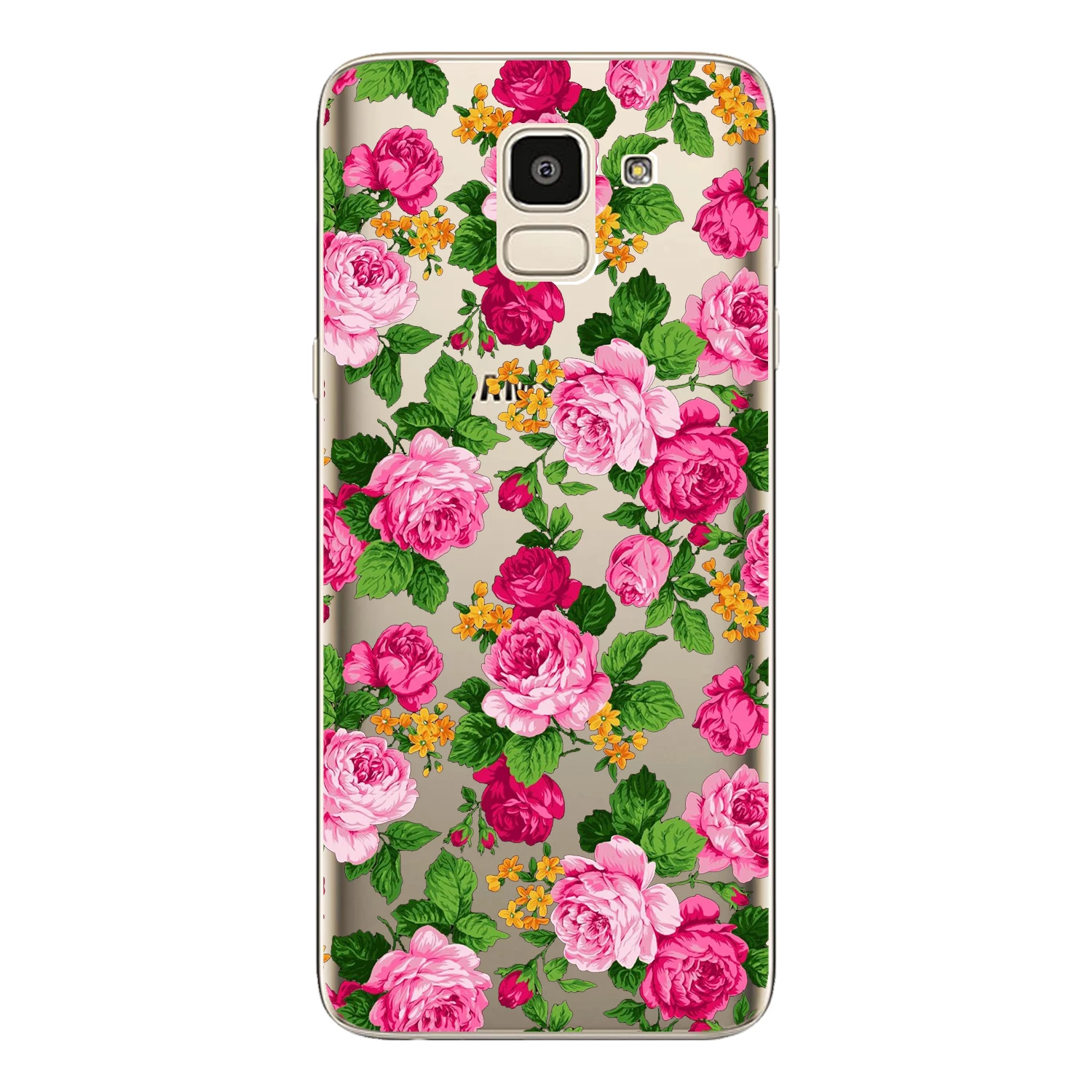 For Samsung Galaxy J6 2018 Case Cover EU 5.6&quot J600 J600F Soft TPU Silicone Cute Color Flamingo Rose Flower Painted Phone |