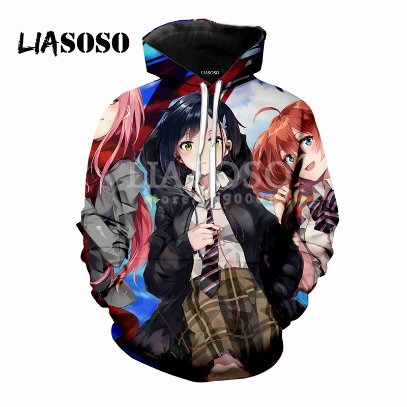 LIASOSO, новинка, аниме, сексуальная милая девушка, Zero Two, 3D принт, для женщин и мужчин, с капюшоном, толстовки, свитера, пуловер, Харадзюку, хип-хоп, X0552