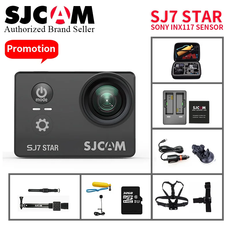 Оригинальная Экшн-камера SJCAM SJ7 Star Ultra HD 4K yi, 2 дюйма, сенсорный экран, дистанционное управление, водонепроницаемая профессиональная видеокамера vs sj8 pro