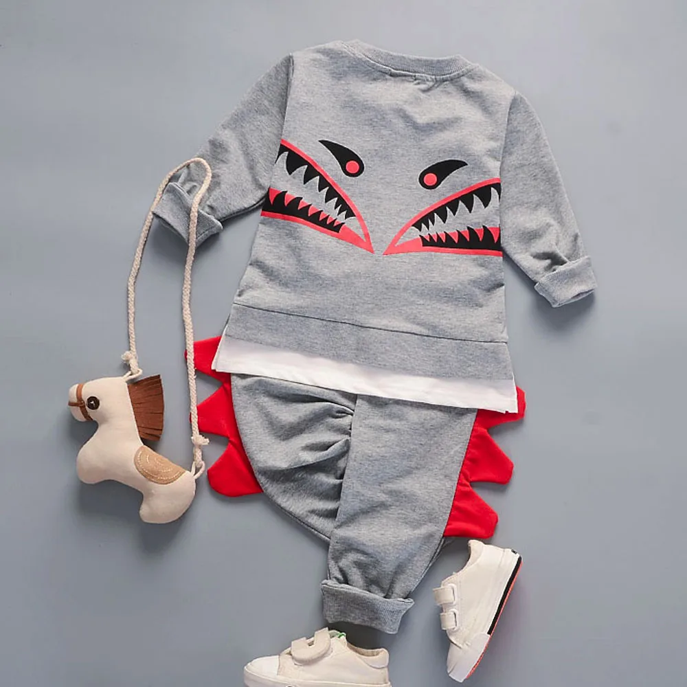 Autumn Kids Cotton Suit children's Clothing for babies newborn Toldder Baby Boys Tops+Pants Cartoon Print Outfits Clothes | Детская