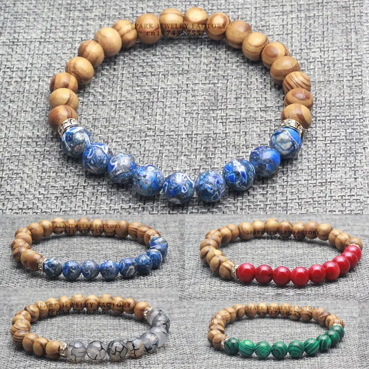 Новинка 2016 браслет из натуральных деревянных бусин для мужчин и женщин камень