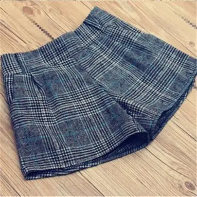 D017 Gray YGYEEG, зимние шорты размера плюс, женские, большие, хаки, плотные, в клетку, повседневные, эластичный пояс, хлопок, утолщенные, в клетку, свободные, широкие - Цвет: D017 Gray