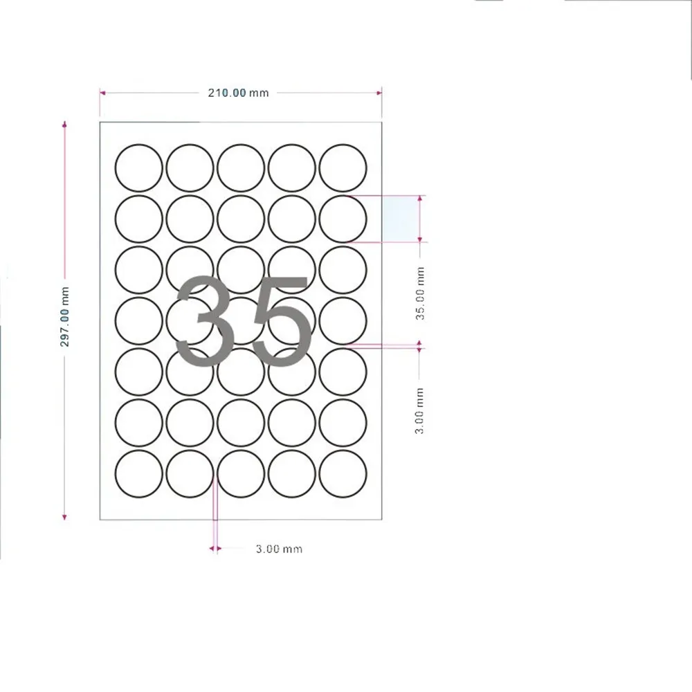 2000 шт./лот диаметр 3 5 см Круглая этикетка 35 штук/лист для упаковки этикеток A4 крафт