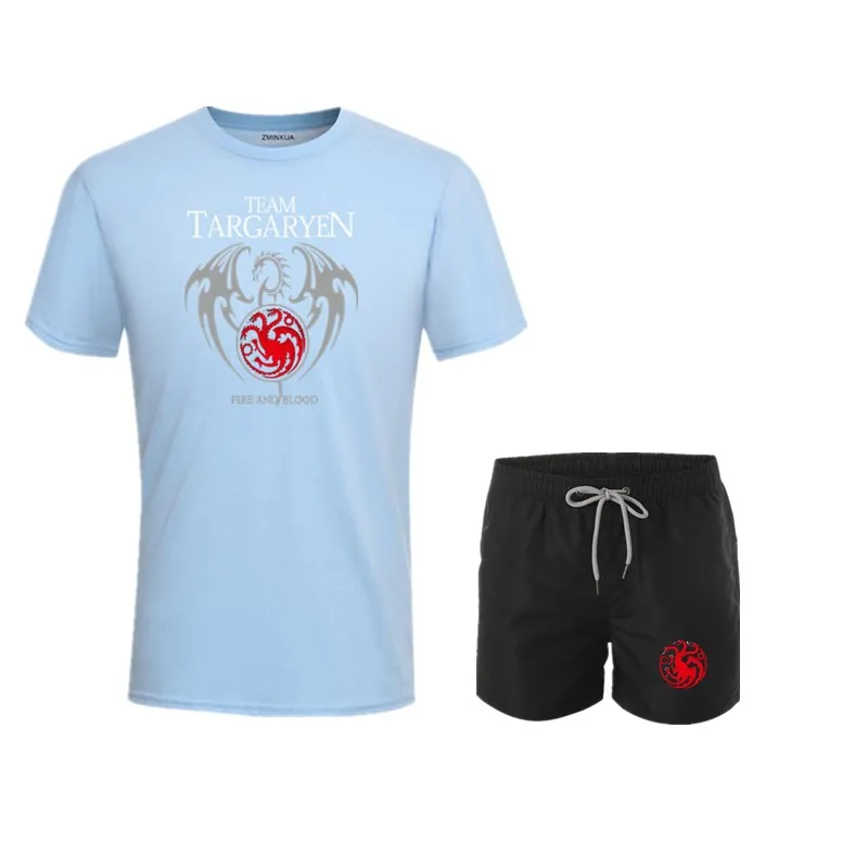 2019 Игра престолов таргариен Мужская футболка костюм из 2 предметов Повседневная