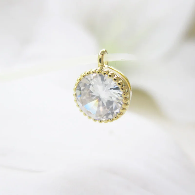 5 шт. круглые подвески с фианитами 4 6 мм|charm charm|cz charmcharm 10pcs |