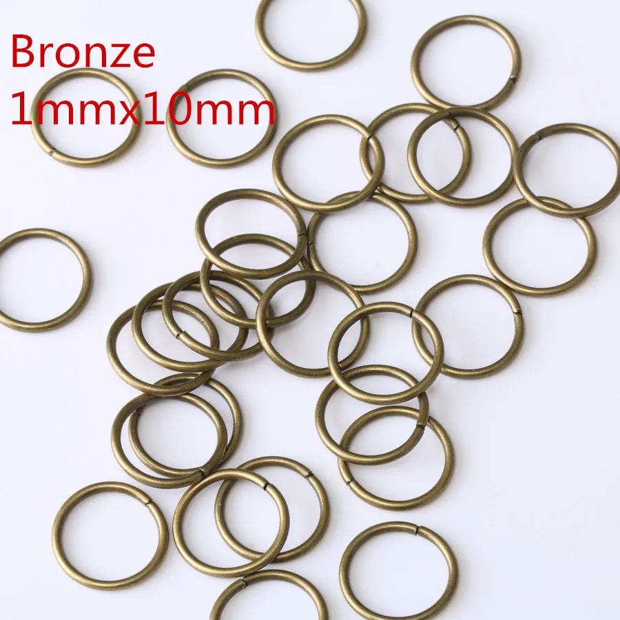 1mmx10mm Bronze 100 шт./лот, 10 мм/12 мм/14 мм/16 мм, большое железо, металл, открытая Одиночная Петля, скачкообразные разделенные кольца для соединителя, ювелирные цепочки, изготовление, сделай сам - Цвет: 1mmx10mm Bronze