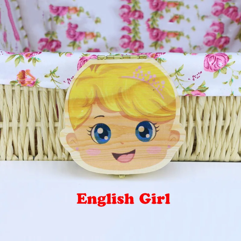 Type C English Girl Органайзер для детских зубов, испанский, английский, португальский, русский, молочный, для хранения зубов, для хранения пуповины, Lanugo, чехол для хранения, сувенир - Цвет: Type C English Girl