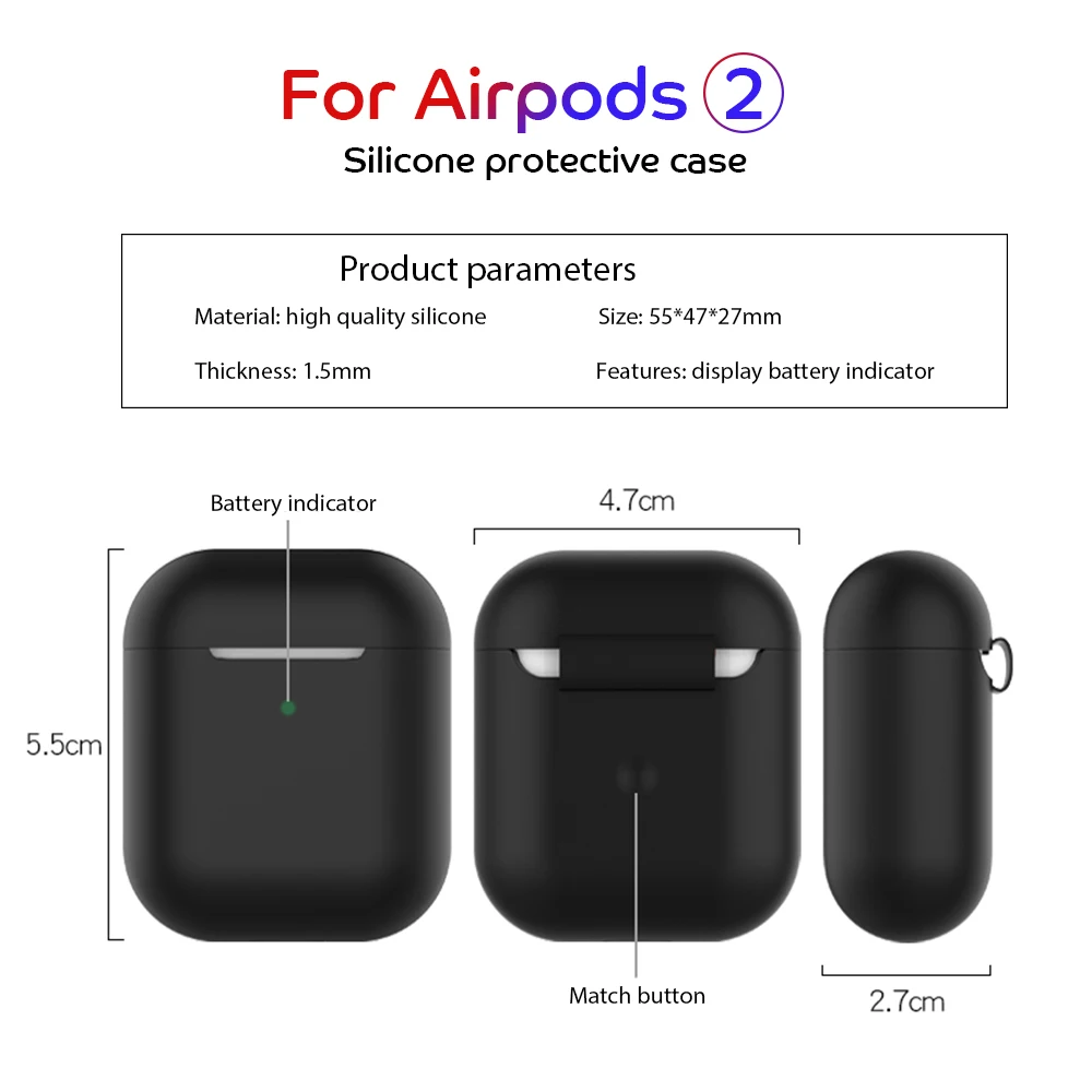 Чехол для наушников Apple AirPods 2 силиконовый чехол беспроводных Bluetooth Air Pods защитный