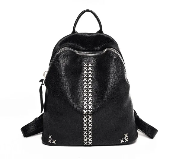 

New style casual backpack genuine leather school bag for lady
